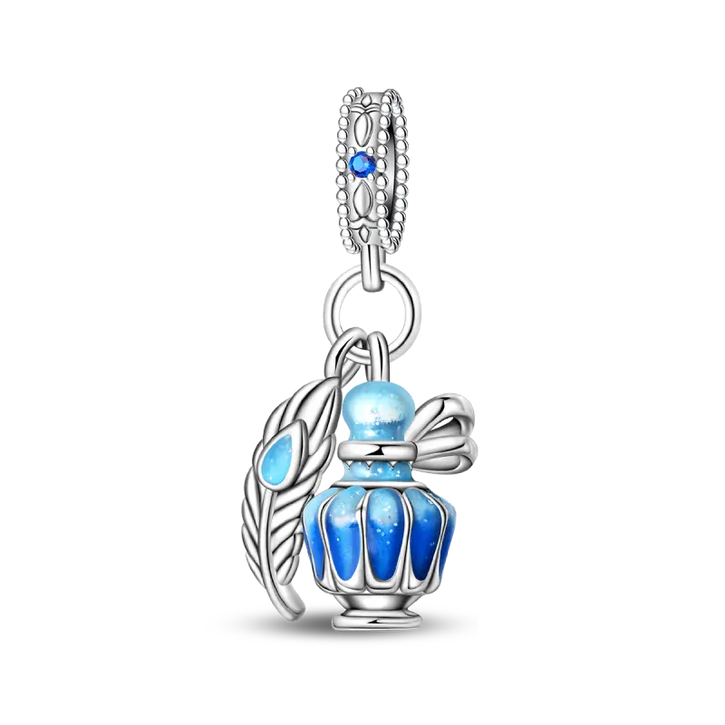 KissICON 925 Silver Plated Magic Mirror Princess Angel Pink Charm Beads Suitable Fit Pan 925 Original Bracelet Exquisite Diy Jewelry