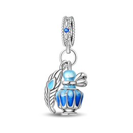 KissICON 925 Silver Plated Magic Mirror Princess Angel Pink Charm Beads Suitable Fit Pan 925 Original Bracelet Exquisite Diy Jewelry