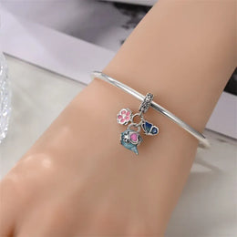 KissICON 925 Silver Plated Magic Mirror Princess Angel Pink Charm Beads Suitable Fit Pan 925 Original Bracelet Exquisite Diy Jewelry