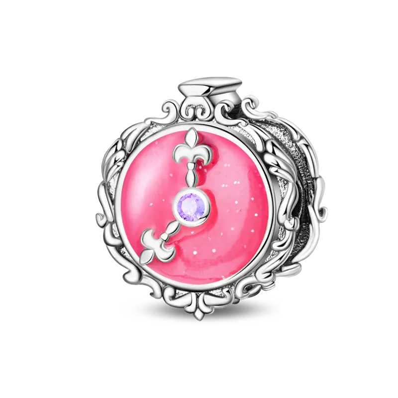 KissICON 925 Silver Plated Magic Mirror Princess Angel Pink Charm Beads Suitable Fit Pan 925 Original Bracelet Exquisite Diy Jewelry