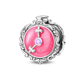 KissICON 925 Silver Plated Magic Mirror Princess Angel Pink Charm Beads Suitable Fit Pan 925 Original Bracelet Exquisite Diy Jewelry