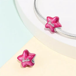 KissICON 925 Silver Plated Magic Mirror Princess Angel Pink Charm Beads Suitable Fit Pan 925 Original Bracelet Exquisite Diy Jewelry