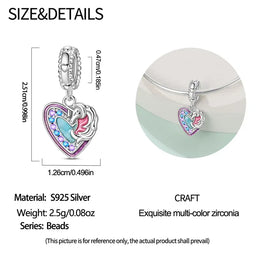 KissICON 925 Silver Plated Magic Mirror Princess Angel Pink Charm Beads Suitable Fit Pan 925 Original Bracelet Exquisite Diy Jewelry