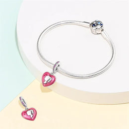 KissICON 925 Silver Plated Magic Mirror Princess Angel Pink Charm Beads Suitable Fit Pan 925 Original Bracelet Exquisite Diy Jewelry
