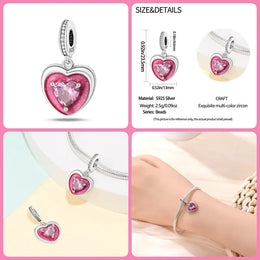 KissICON 925 Silver Plated Magic Mirror Princess Angel Pink Charm Beads Suitable Fit Pan 925 Original Bracelet Exquisite Diy Jewelry