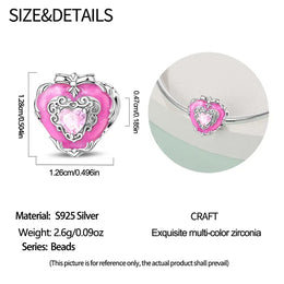 KissICON 925 Silver Plated Magic Mirror Princess Angel Pink Charm Beads Suitable Fit Pan 925 Original Bracelet Exquisite Diy Jewelry