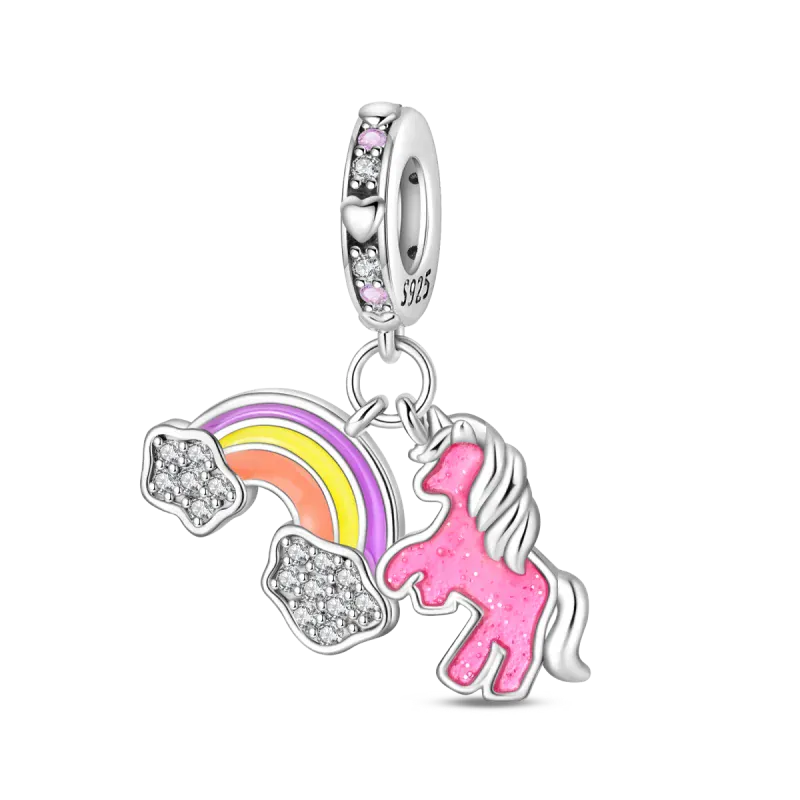 KissICON 925 Silver Plated Magic Mirror Princess Angel Pink Charm Beads Suitable Fit Pan 925 Original Bracelet Exquisite Diy Jewelry