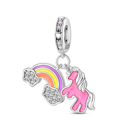 KissICON 925 Silver Plated Magic Mirror Princess Angel Pink Charm Beads Suitable Fit Pan 925 Original Bracelet Exquisite Diy Jewelry