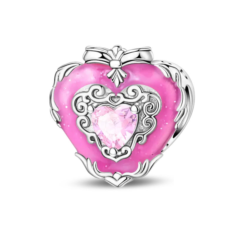 KissICON 925 Silver Plated Magic Mirror Princess Angel Pink Charm Beads Suitable Fit Pan 925 Original Bracelet Exquisite Diy Jewelry