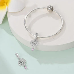 KissICON 925 Silver Plated Magic Mirror Princess Angel Pink Charm Beads Suitable Fit Pan 925 Original Bracelet Exquisite Diy Jewelry