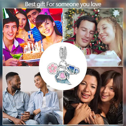 KissICON 925 Silver Plated Magic Mirror Princess Angel Pink Charm Beads Suitable Fit Pan 925 Original Bracelet Exquisite Diy Jewelry