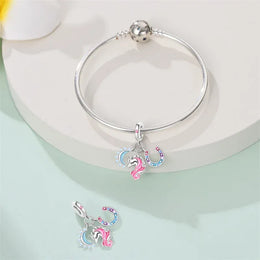 KissICON 925 Silver Plated Magic Mirror Princess Angel Pink Charm Beads Suitable Fit Pan 925 Original Bracelet Exquisite Diy Jewelry
