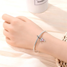 KissICON 925 Silver Plated Magic Mirror Princess Angel Pink Charm Beads Suitable Fit Pan 925 Original Bracelet Exquisite Diy Jewelry