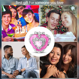 KissICON 925 Silver Plated Magic Mirror Princess Angel Pink Charm Beads Suitable Fit Pan 925 Original Bracelet Exquisite Diy Jewelry