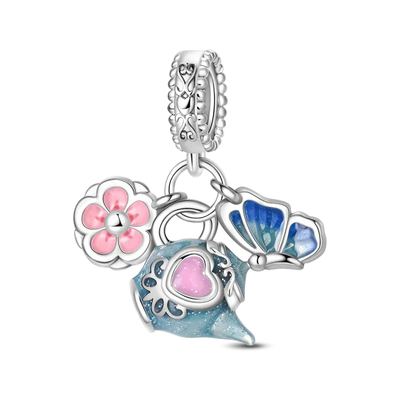 KissICON 925 Silver Plated Magic Mirror Princess Angel Pink Charm Beads Suitable Fit Pan 925 Original Bracelet Exquisite Diy Jewelry