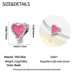 KissICON 925 Silver Plated Magic Mirror Princess Angel Pink Charm Beads Suitable Fit Pan 925 Original Bracelet Exquisite Diy Jewelry