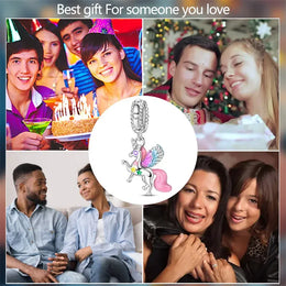 KissICON 925 Silver Plated Magic Mirror Princess Angel Pink Charm Beads Suitable Fit Pan 925 Original Bracelet Exquisite Diy Jewelry