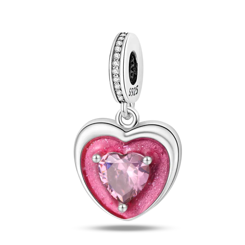 KissICON 925 Silver Plated Magic Mirror Princess Angel Pink Charm Beads Suitable Fit Pan 925 Original Bracelet Exquisite Diy Jewelry