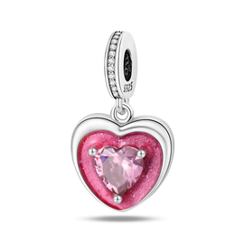 KissICON 925 Silver Plated Magic Mirror Princess Angel Pink Charm Beads Suitable Fit Pan 925 Original Bracelet Exquisite Diy Jewelry