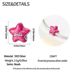 KissICON 925 Silver Plated Magic Mirror Princess Angel Pink Charm Beads Suitable Fit Pan 925 Original Bracelet Exquisite Diy Jewelry