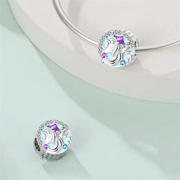 KissICON 925 Silver Plated Magic Mirror Princess Angel Pink Charm Beads Suitable Fit Pan 925 Original Bracelet Exquisite Diy Jewelry