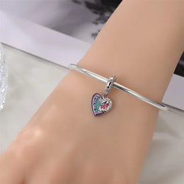 KissICON 925 Silver Plated Magic Mirror Princess Angel Pink Charm Beads Suitable Fit Pan 925 Original Bracelet Exquisite Diy Jewelry