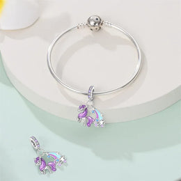 KissICON 925 Silver Plated Magic Mirror Princess Angel Pink Charm Beads Suitable Fit Pan 925 Original Bracelet Exquisite Diy Jewelry
