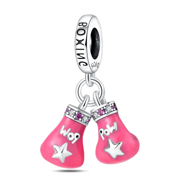 KissICON 925 Silver Plated Magic Mirror Princess Angel Pink Charm Beads Suitable Fit Pan 925 Original Bracelet Exquisite Diy Jewelry