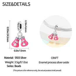 KissICON 925 Silver Plated Magic Mirror Princess Angel Pink Charm Beads Suitable Fit Pan 925 Original Bracelet Exquisite Diy Jewelry