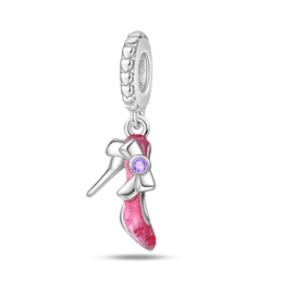 KissICON 925 Silver Plated Magic Mirror Princess Angel Pink Charm Beads Suitable Fit Pan 925 Original Bracelet Exquisite Diy Jewelry