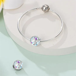 KissICON 925 Silver Plated Magic Mirror Princess Angel Pink Charm Beads Suitable Fit Pan 925 Original Bracelet Exquisite Diy Jewelry