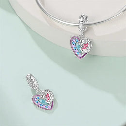 KissICON 925 Silver Plated Magic Mirror Princess Angel Pink Charm Beads Suitable Fit Pan 925 Original Bracelet Exquisite Diy Jewelry