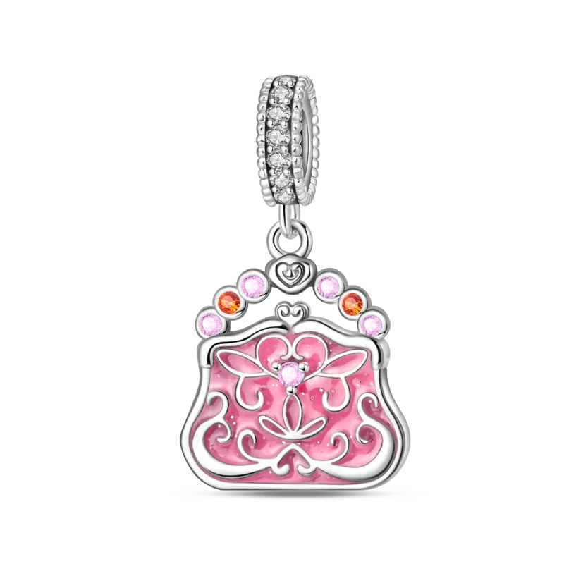 KissICON 925 Silver Plated Magic Mirror Princess Angel Pink Charm Beads Suitable Fit Pan 925 Original Bracelet Exquisite Diy Jewelry