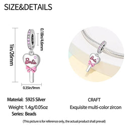 KissICON 925 Silver Plated Magic Mirror Princess Angel Pink Charm Beads Suitable Fit Pan 925 Original Bracelet Exquisite Diy Jewelry