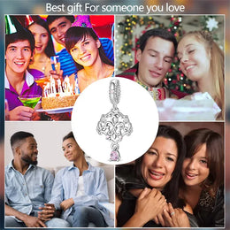 KissICON 925 Silver Plated Magic Mirror Princess Angel Pink Charm Beads Suitable Fit Pan 925 Original Bracelet Exquisite Diy Jewelry