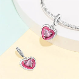 KissICON 925 Silver Plated Magic Mirror Princess Angel Pink Charm Beads Suitable Fit Pan 925 Original Bracelet Exquisite Diy Jewelry