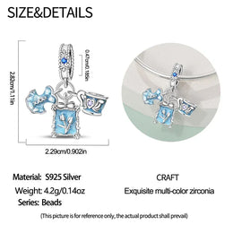KissICON 925 Silver Plated Magic Mirror Princess Angel Pink Charm Beads Suitable Fit Pan 925 Original Bracelet Exquisite Diy Jewelry