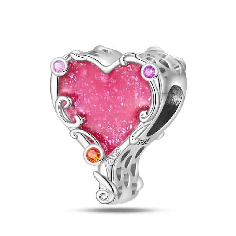 KissICON 925 Silver Plated Magic Mirror Princess Angel Pink Charm Beads Suitable Fit Pan 925 Original Bracelet Exquisite Diy Jewelry