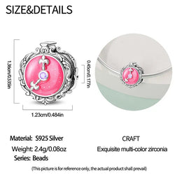 KissICON 925 Silver Plated Magic Mirror Princess Angel Pink Charm Beads Suitable Fit Pan 925 Original Bracelet Exquisite Diy Jewelry