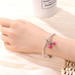 KissICON 925 Silver Plated Magic Mirror Princess Angel Pink Charm Beads Suitable Fit Pan 925 Original Bracelet Exquisite Diy Jewelry