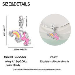 KissICON 925 Silver Plated Magic Mirror Princess Angel Pink Charm Beads Suitable Fit Pan 925 Original Bracelet Exquisite Diy Jewelry