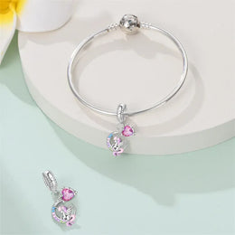 KissICON 925 Silver Plated Magic Mirror Princess Angel Pink Charm Beads Suitable Fit Pan 925 Original Bracelet Exquisite Diy Jewelry