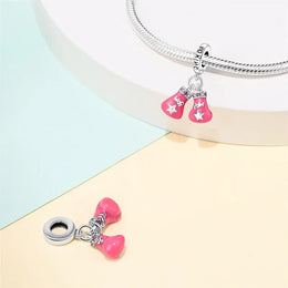 KissICON 925 Silver Plated Magic Mirror Princess Angel Pink Charm Beads Suitable Fit Pan 925 Original Bracelet Exquisite Diy Jewelry