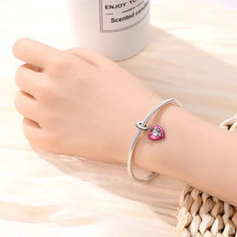 KissICON 925 Silver Plated Magic Mirror Princess Angel Pink Charm Beads Suitable Fit Pan 925 Original Bracelet Exquisite Diy Jewelry