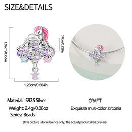 KissICON 925 Silver Plated Magic Mirror Princess Angel Pink Charm Beads Suitable Fit Pan 925 Original Bracelet Exquisite Diy Jewelry