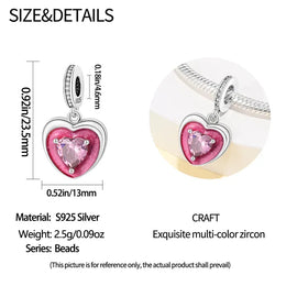 KissICON 925 Silver Plated Magic Mirror Princess Angel Pink Charm Beads Suitable Fit Pan 925 Original Bracelet Exquisite Diy Jewelry