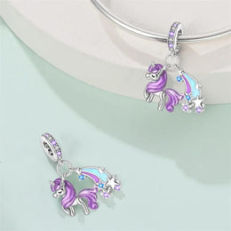KissICON 925 Silver Plated Magic Mirror Princess Angel Pink Charm Beads Suitable Fit Pan 925 Original Bracelet Exquisite Diy Jewelry