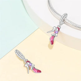KissICON 925 Silver Plated Magic Mirror Princess Angel Pink Charm Beads Suitable Fit Pan 925 Original Bracelet Exquisite Diy Jewelry