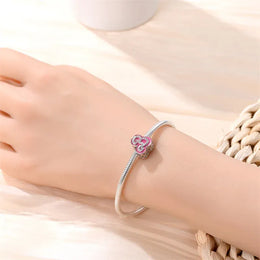 KissICON 925 Silver Plated Magic Mirror Princess Angel Pink Charm Beads Suitable Fit Pan 925 Original Bracelet Exquisite Diy Jewelry