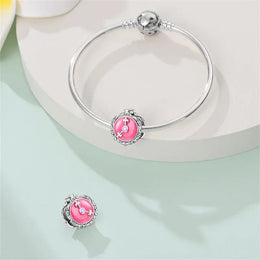 KissICON 925 Silver Plated Magic Mirror Princess Angel Pink Charm Beads Suitable Fit Pan 925 Original Bracelet Exquisite Diy Jewelry